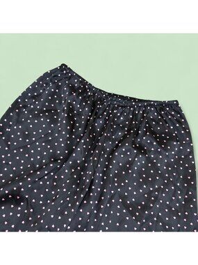 Black with pink heart print pajama pants